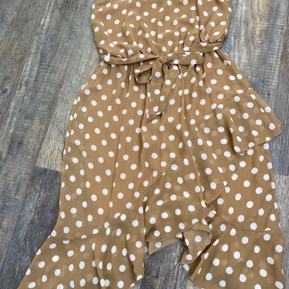 Tan and Brown Halter Midi Sundress - Picture 5 of 5